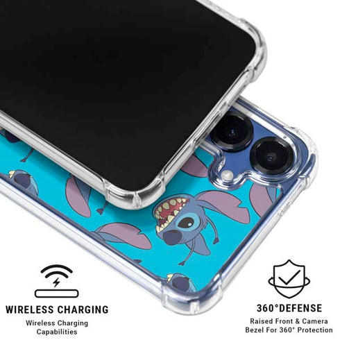Disney Lilo and Stitch Face Expression Pattern Galaxy S25 Clear Case